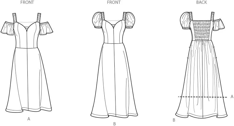 الگوی خیاطی لباس یقه قلبی زنانه Simplicity SS9918P5، کد طراحی S9918، سایزهای 12-14-16-18-20