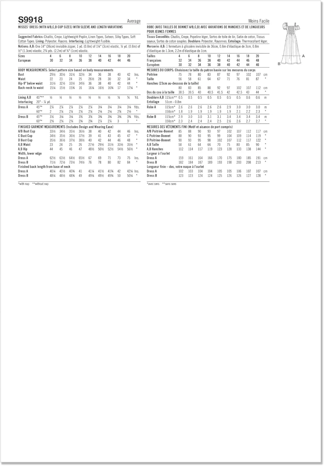 الگوی خیاطی لباس یقه قلبی زنانه Simplicity SS9918P5، کد طراحی S9918، سایزهای 12-14-16-18-20