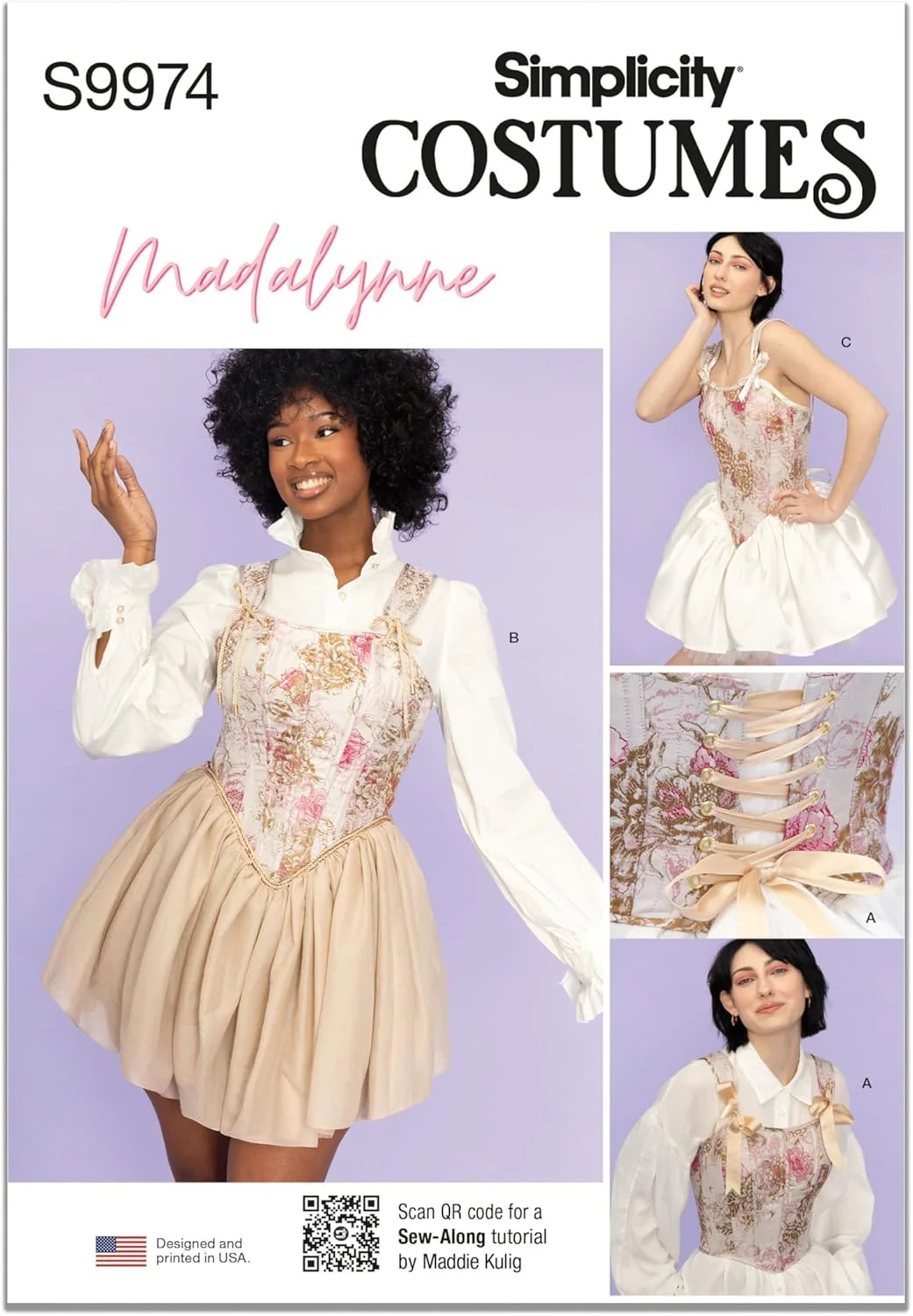 الگوی خیاطی کرست های آستردار زنانه Simplicity SS9974Y5 توسط Madalynne Intimates، کد طراحی S9974، سایزهای 18-20-22-24-26، چند رنگ