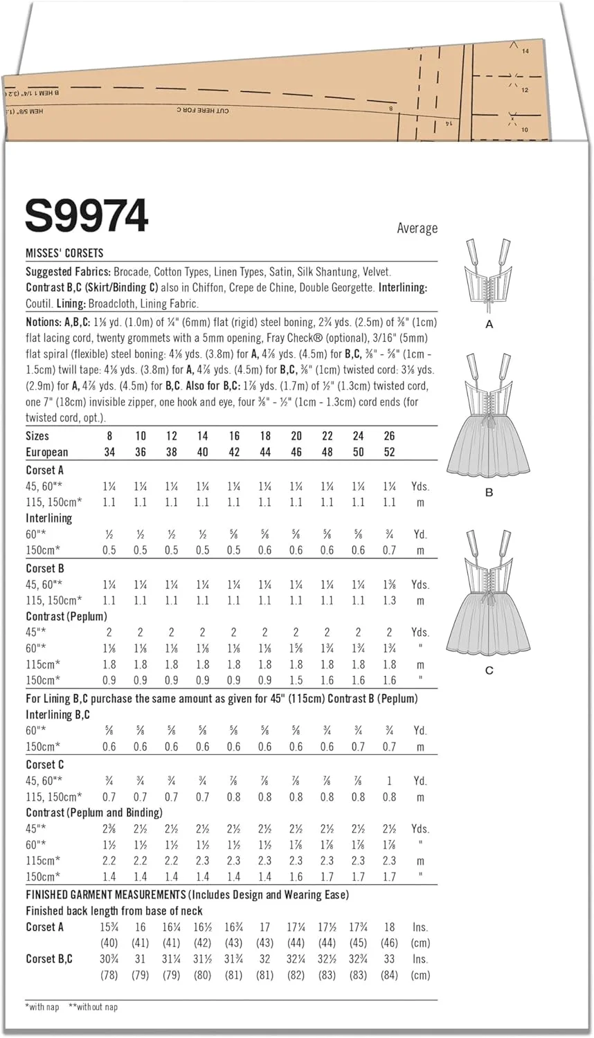 الگوی خیاطی کرست های آستردار زنانه Simplicity SS9974Y5 توسط Madalynne Intimates، کد طراحی S9974، سایزهای 18-20-22-24-26، چند رنگ الگوی خیاطی کرست های آستردار زنانه Simplicity SS9974Y5 توسط Madalynne Intimates، کد طراحی S9974، سایزهای 18-20-22-24-26، چند رنگ