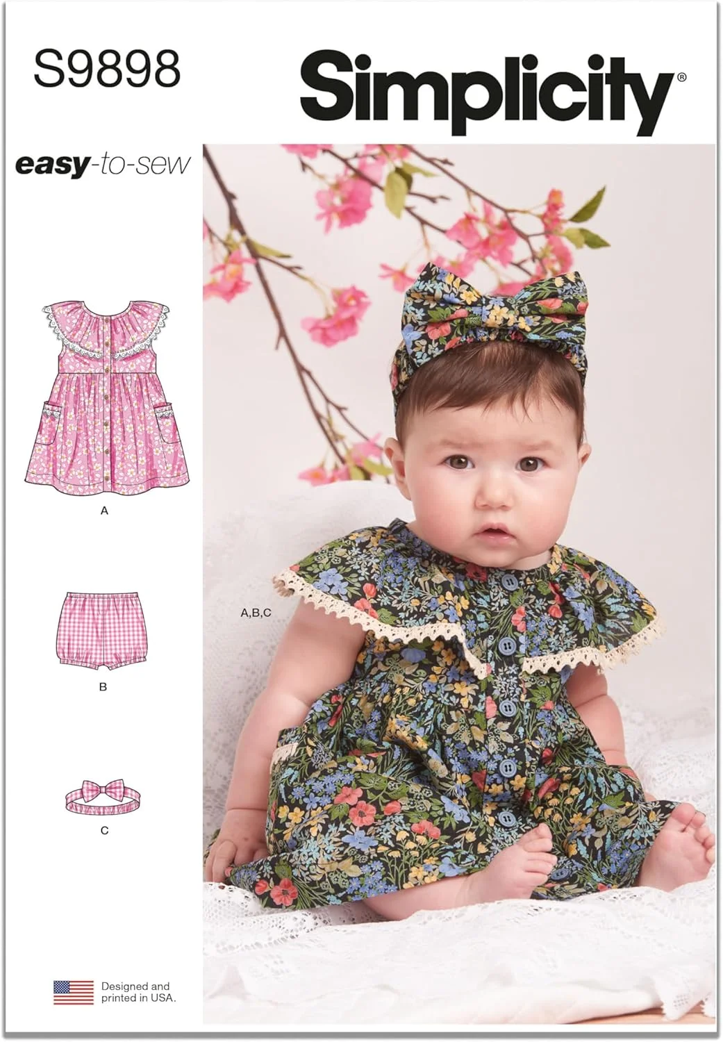 الگوی لباس، شورت و هدبند نوزاد سیمپلیسیتی SS9898A سایز A (XXS-XS-S-M-L)