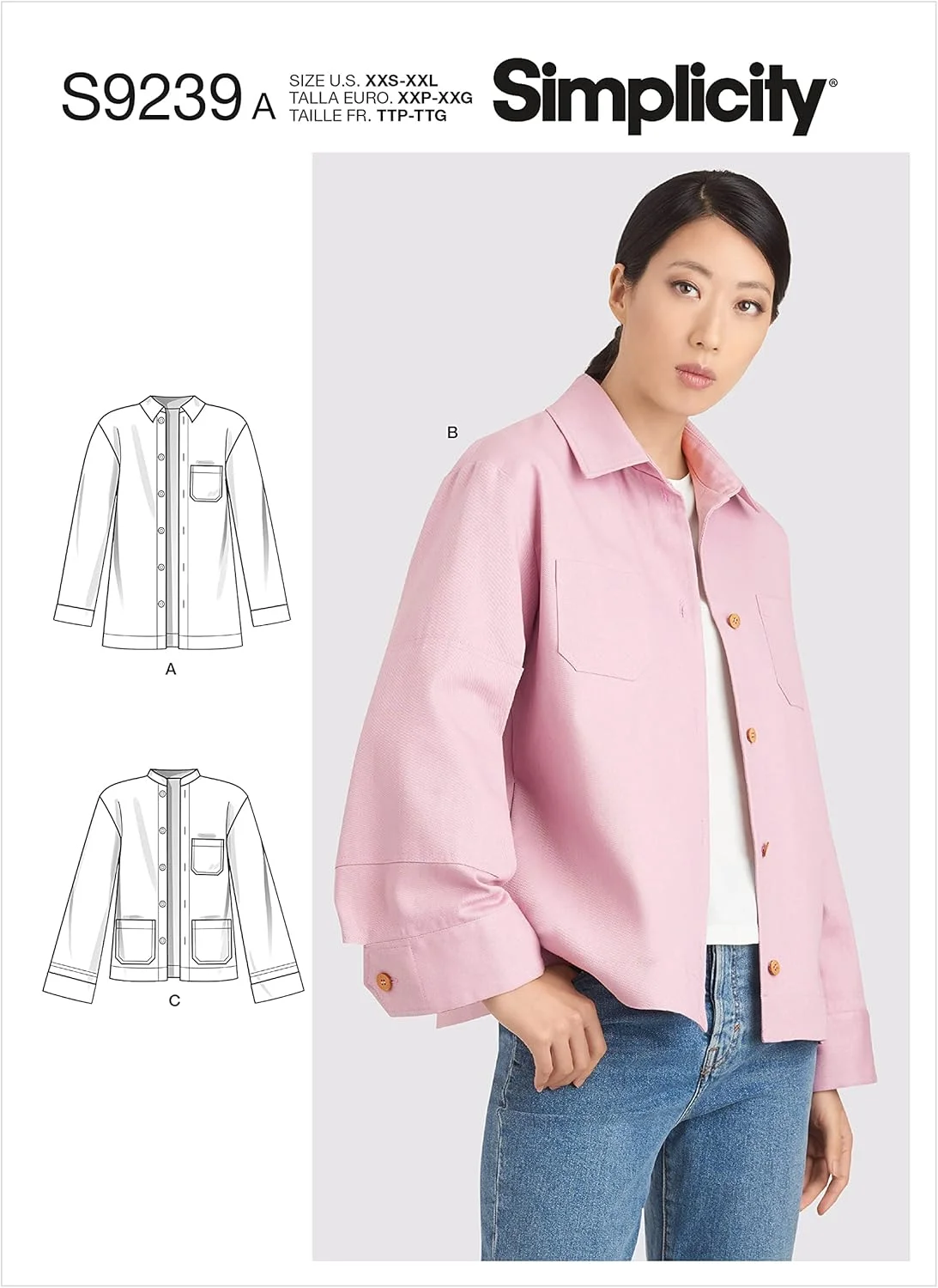 کیت الگوی خیاطی ژاکت دکمه دار زنانه Simplicity SS9239A، کد طراحی S9239، سایزهای XXS-XXL