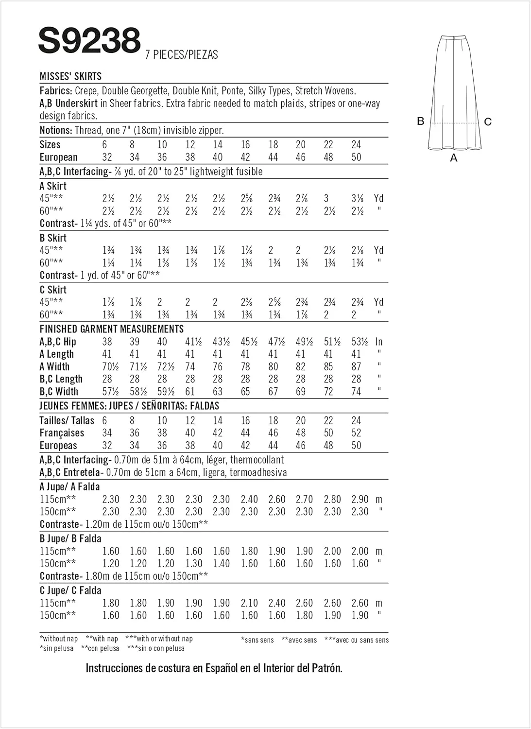 الگوی خیاطی دامن مدل دار زنانه Simplicity SS9238H5، کد طراحی S9238، سایزهای 6-14