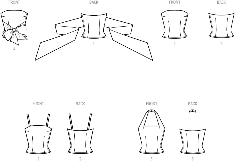 الگوی خیاطی زنانه یقه هالتر و بالاتنه بدون بند دهه 1950 Simplicity SS3152H5، کد طراحی S3152، سایزهای 6-8-10-12-14