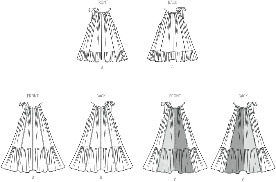 الگوی خیاطی لباس مجلسی دخترانه مدل یقه هالتر سیمپلیسی SS3146K5، کد طراحی S3146، سایزهای 7-8-10-12-14