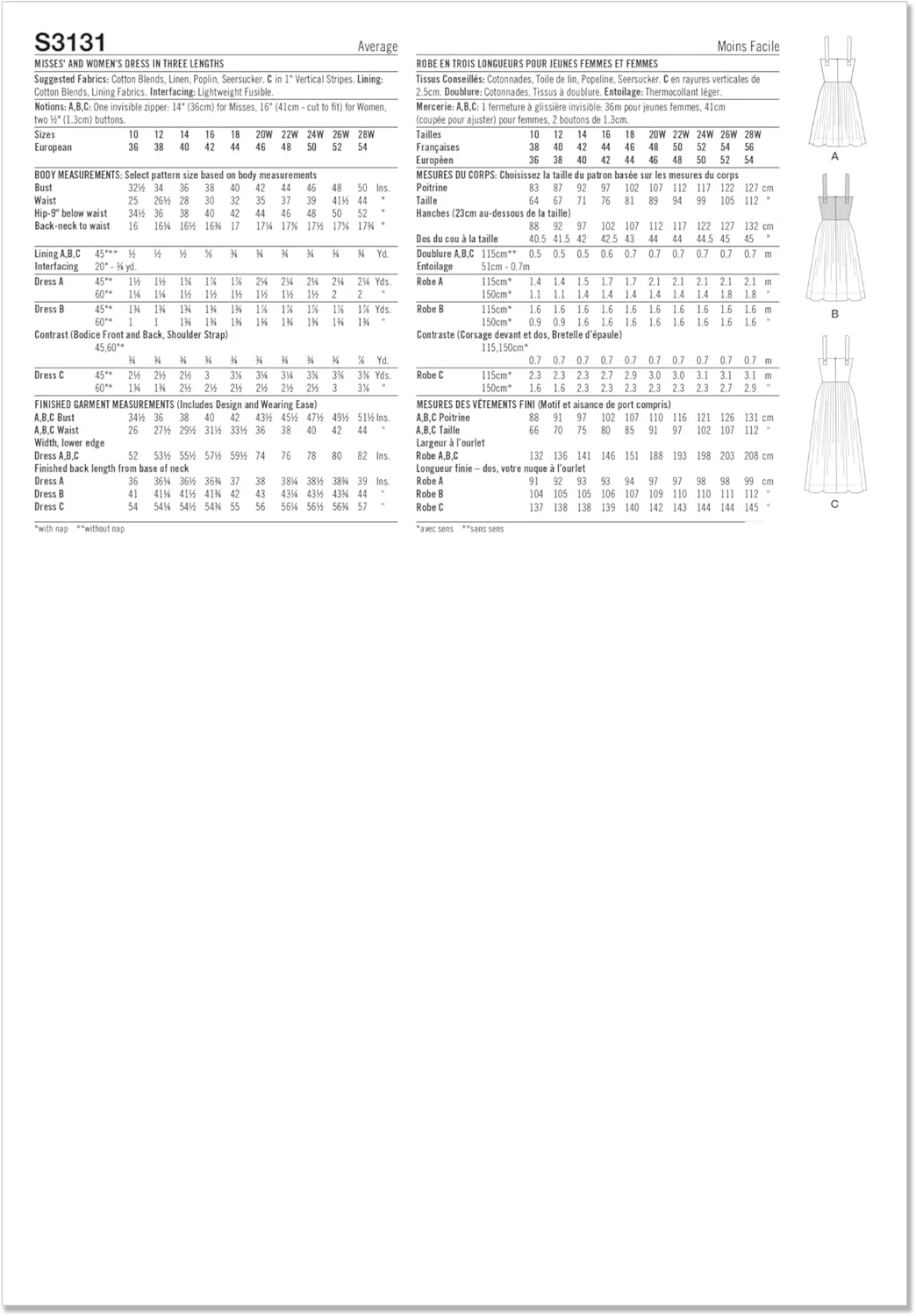 الگوی خیاطی لباس زنانه مدل دار Simplicity SS3131BB، کد طراحی S3131، سایزهای 20W-22W-24W-26W-28W