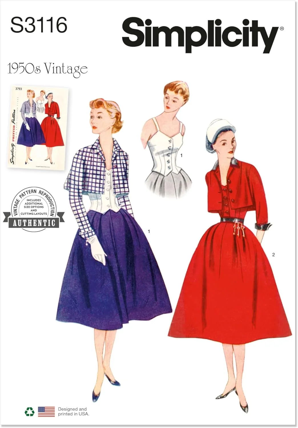 الگوی خیاطی کت بولرو و بالاتنه زنانه Simplicity SS3116K5، کد طراحی S3116، سایزهای 8-10-12-14-16