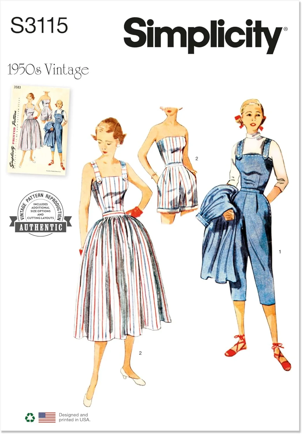 الگوی خیاطی لباس بازی و دامن دو تکه بدون آستین زنانه Simplicity SS3115H5، کد طراحی S3115، سایزهای 6-8-10-12-14