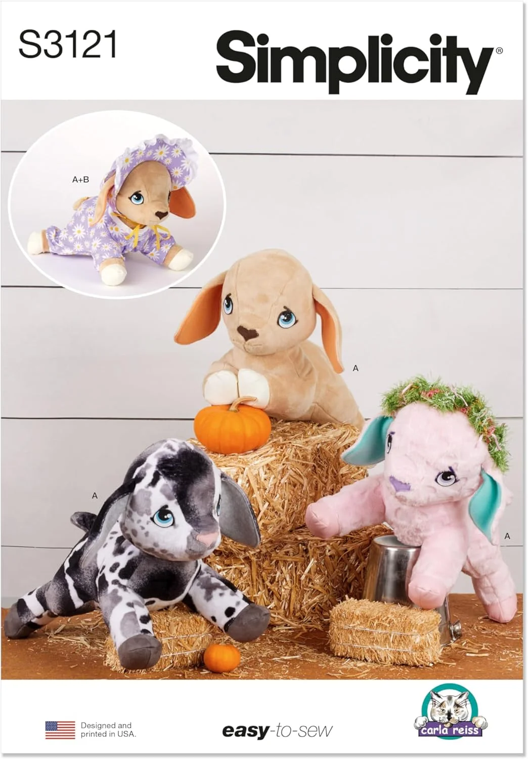 الگوی خیاطی عروسک بزغاله و لوازم جانبی Simplicity SS3121OS اثر کارلا ریس، کد طراحی S3121، ارتفاع 41 سانتی متر