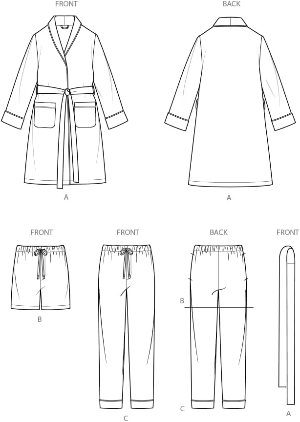 الگوی خیاطی آسان سیمپلیسیتی SS3109A برای دوخت روپوش، شورت و شلوار دخترانه، پسرانه و بزرگسال، کد طراحی S3109، سایزهای XS - L/XS - XL