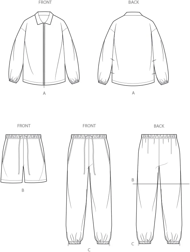 الگوی خیاطی ژاکت، شلوارک و شلوار کشی بدون جنسیت Simplicity SS3111A، کد طراحی S3111، سایزهای XS-S-M-L-XL-XXL