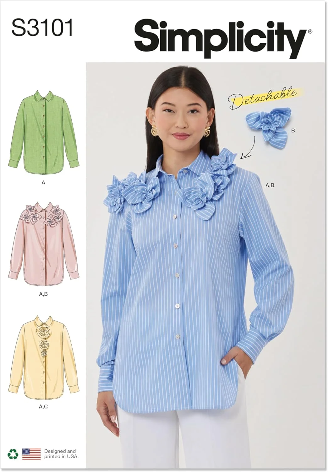 الگوی خیاطی پیراهن دکمه دار گشاد زنانه Simplicity SS3101K5، کد طراحی S3101، سایزهای 8-10-12-14-16