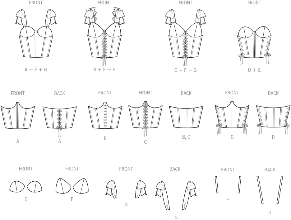 الگوی خیاطی کرست سفارشی Simplicity SS3095Y5، کد طراحی S3095، سایزهای 18-20-22-24-26