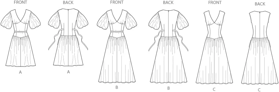 الگوی خیاطی لباس زنانه مدل Fit and Flare سادگی SS3096AA، کد طراحی S3096، سایزهای 10-12-14-16-18