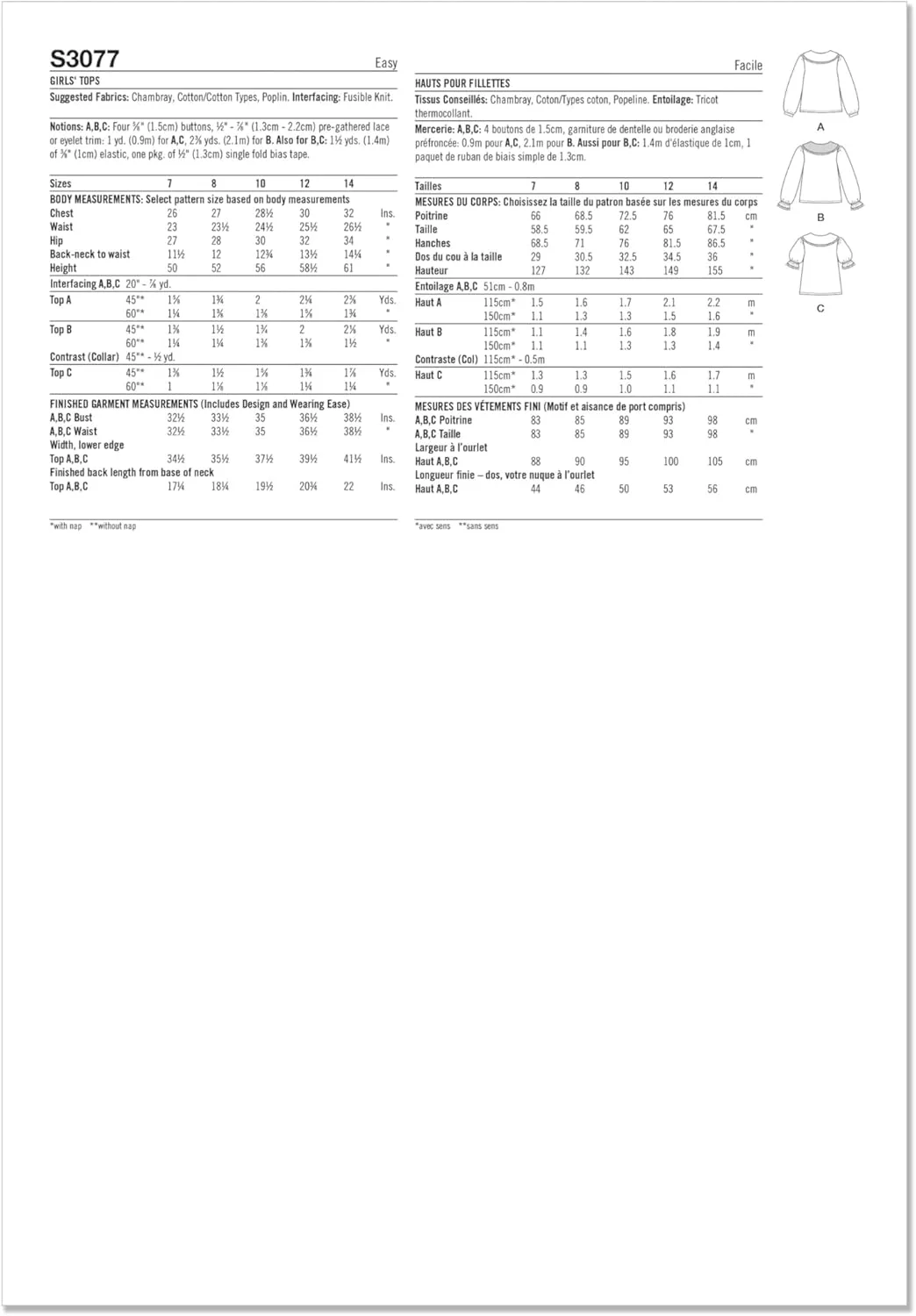 الگوی خیاطی آسان برای دوخت تاپ دخترانه Simplicity SS3077A، کد طراحی S3077، سایزهای 7-8-10-12-14 الگوی خیاطی آسان برای دوخت تاپ دخترانه Simplicity SS3077A، کد طراحی S3077، سایزهای 7-8-10-12-14