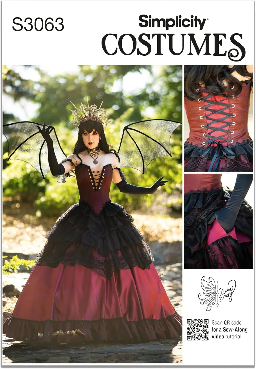 الگوی خیاطی لباس کرست و دامن زنانه Simplicity SS3063H5 اثر Raine Emery، کد طراحی S3063، سایزهای 6-8-10-12-14، چند رنگ