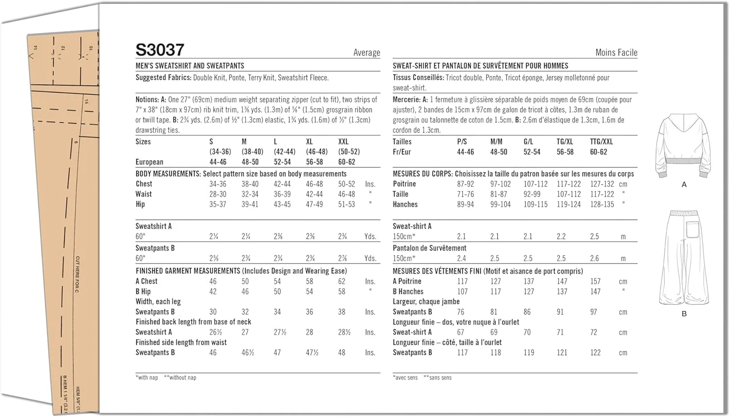 الگوی خیاطی هودی زیپدار مردانه بزرگ سایز و شلوار ورزشی Simplicity SS3037A اثر نوریس دانتا فورد، کد طراحی S3037، سایزهای S-M-L-XL-XXL الگوی خیاطی هودی زیپدار مردانه بزرگ سایز و شلوار ورزشی Simplicity SS3037A اثر نوریس دانتا فورد، کد طراحی S3037، سایزهای S-M-L-XL-XXL