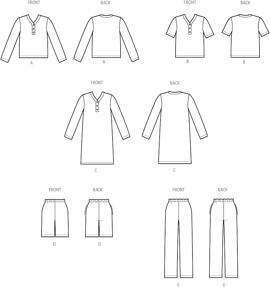 الگوی خیاطی شلوارک راحتی، شلوار و تاپ بافتنی و تونیک بچگانه، نوجوانانه و بزرگسالانه Simplicity SS3041A، کد طراحی S3041، سایز XS - L/XS - XL