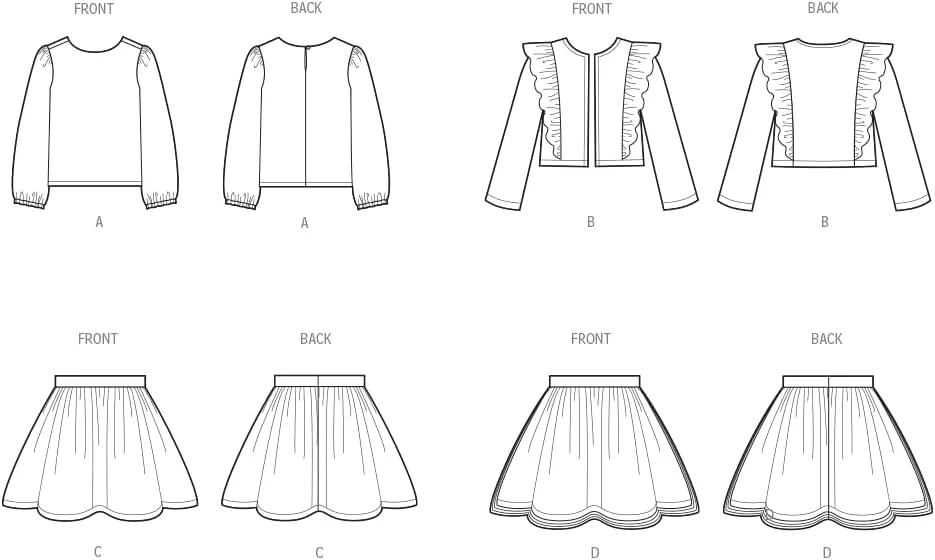 الگوی خیاطی دامن، ژاکت و تاپ بافتنی دخترانه Simplicity SS3044K5، کد طراحی S3044، سایزهای 7-8-10-12-14، چند رنگ