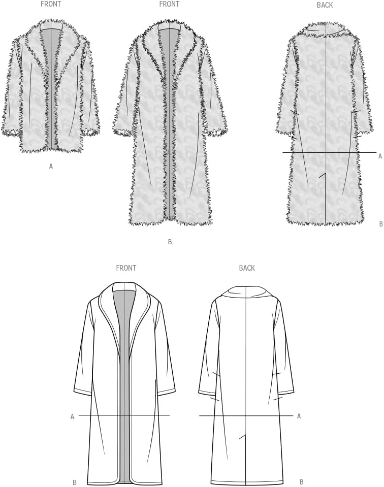 الگوی خیاطی کت خز مصنوعی زنانه سیمپلیسیتی مدل SS3008K5، کد طراحی S3008، سایزهای 8-10-12-14-16، چند رنگ