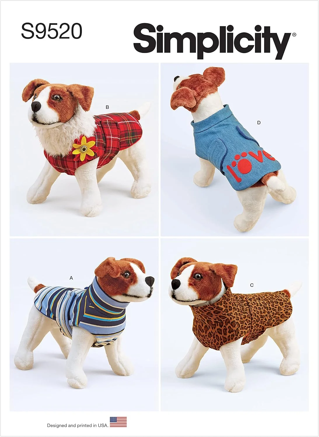 کیت الگوی خیاطی کت سگ Simplicity، کد S9520، سایزهای XS-S-M-L-XL، چند رنگ