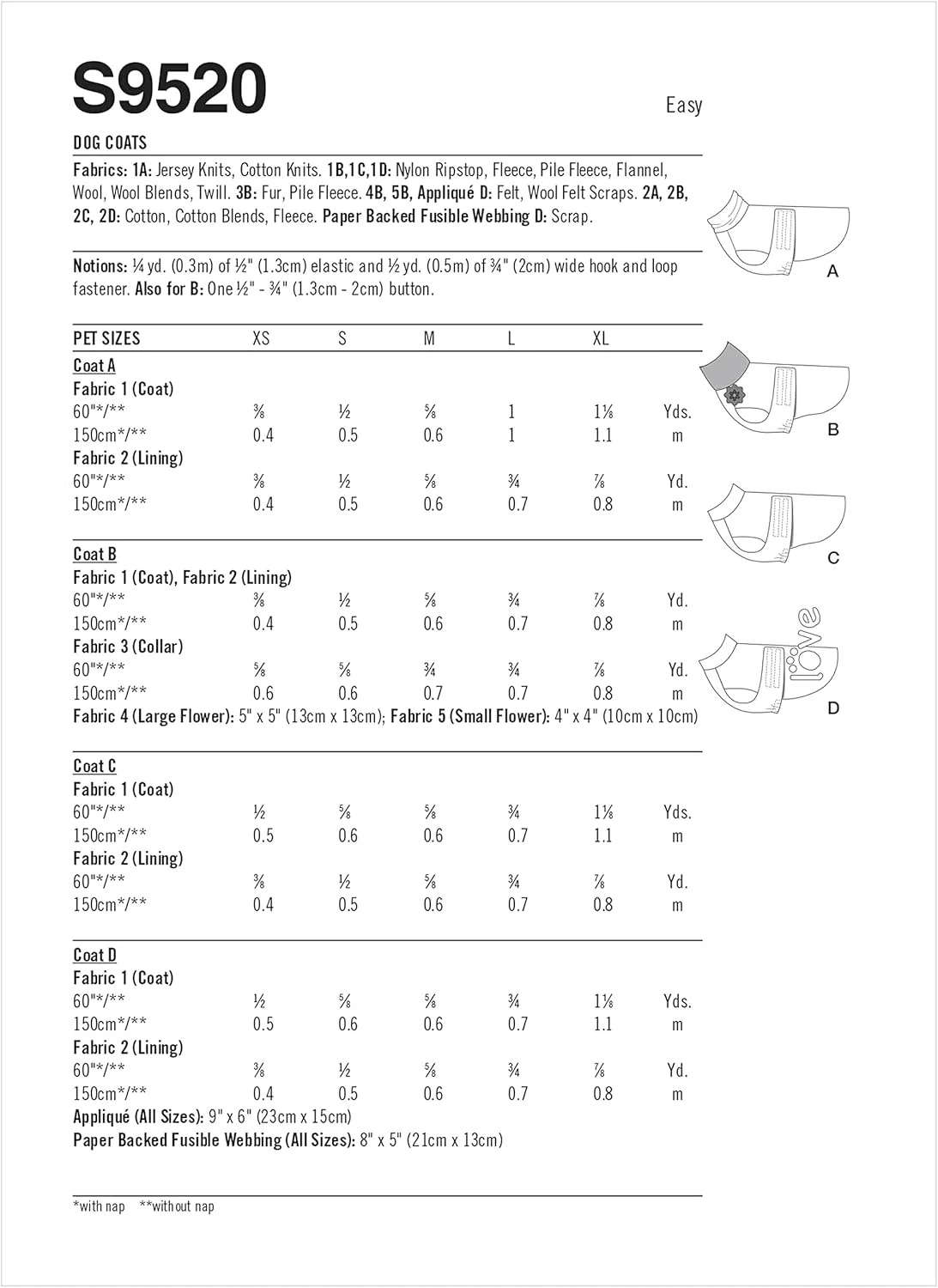کیت الگوی خیاطی کت سگ Simplicity، کد S9520، سایزهای XS-S-M-L-XL، چند رنگ کیت الگوی خیاطی کت سگ Simplicity، کد S9520، سایزهای XS-S-M-L-XL، چند رنگ