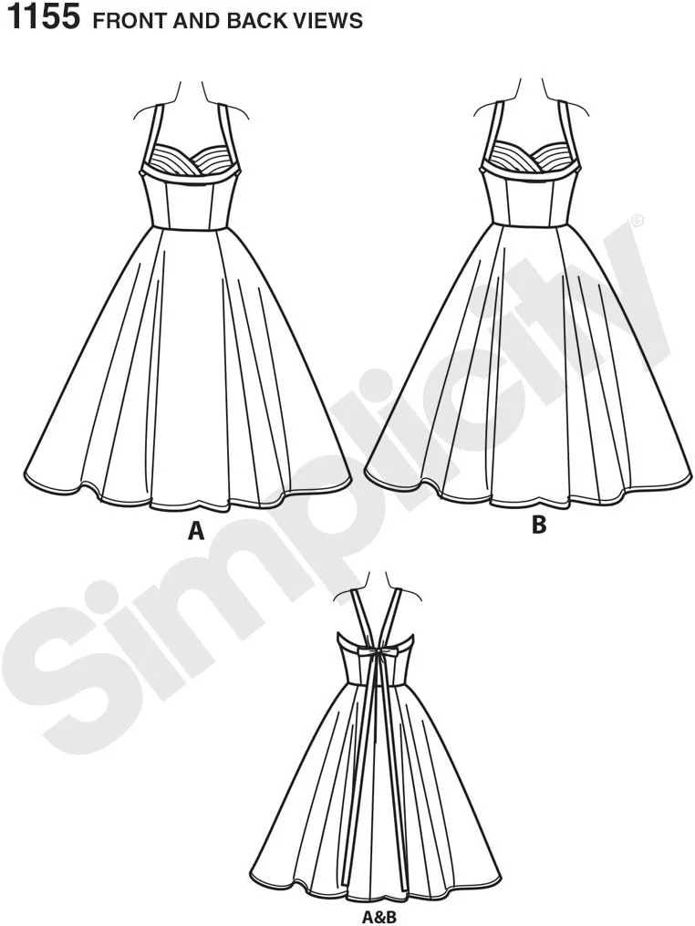 الگوی خیاطی سادگی 1155، لباس مجلسی زنانه سایز بزرگ، سایز: AA (10-12-14-16-18)، کاغذی، سفید الگوی خیاطی سادگی 1155، لباس مجلسی زنانه سایز بزرگ، سایز: AA (10-12-14-16-18)، کاغذی، سفید