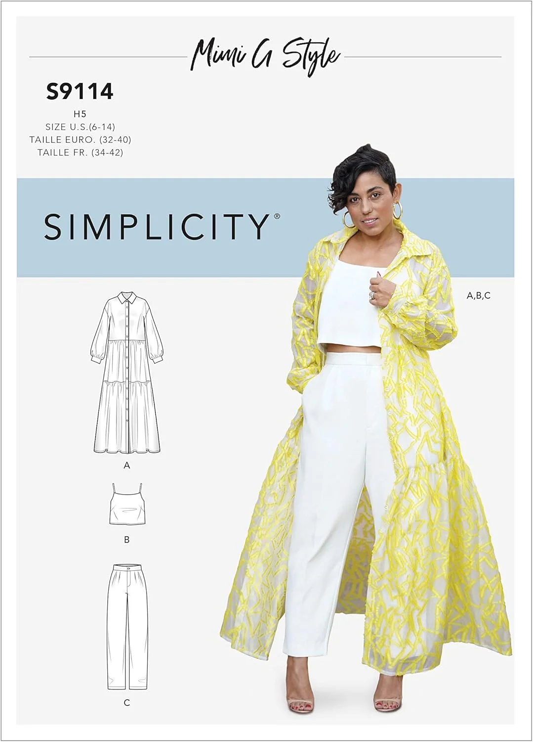 الگوی خیاطی SIMPLICITY S9114 برای لباس، تاپ و شلوار زنانه، متنوع، H5 (6-8-10-12-14)