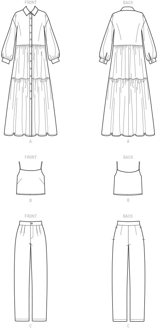 الگوی خیاطی SIMPLICITY S9114 برای لباس، تاپ و شلوار زنانه، متنوع، H5 (6-8-10-12-14)