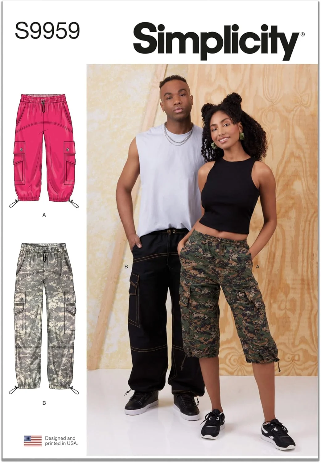 الگوی خیاطی سادگی SS9959A شلوار کارگو یونیسکس A (XS-S-M-L-XL-XXL)