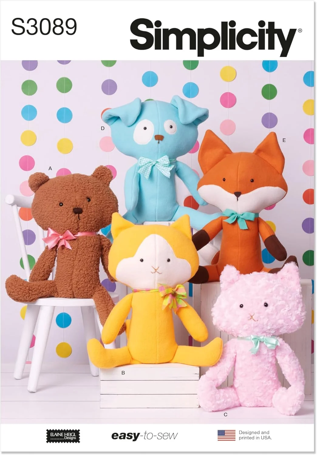 الگوی خیاطی SIMPLICITY SS3089OS حیوانات پولیشی توسط Elaine Heigl Designs OS (تک سایز)