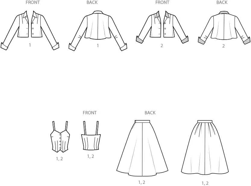 الگوی خیاطی سیمپلیسیتی SS3116Y5 مناسب بانوان، کت بولرو، کت و دامن و بالاتنه Y5 (سایز 18-20-22-24-26)