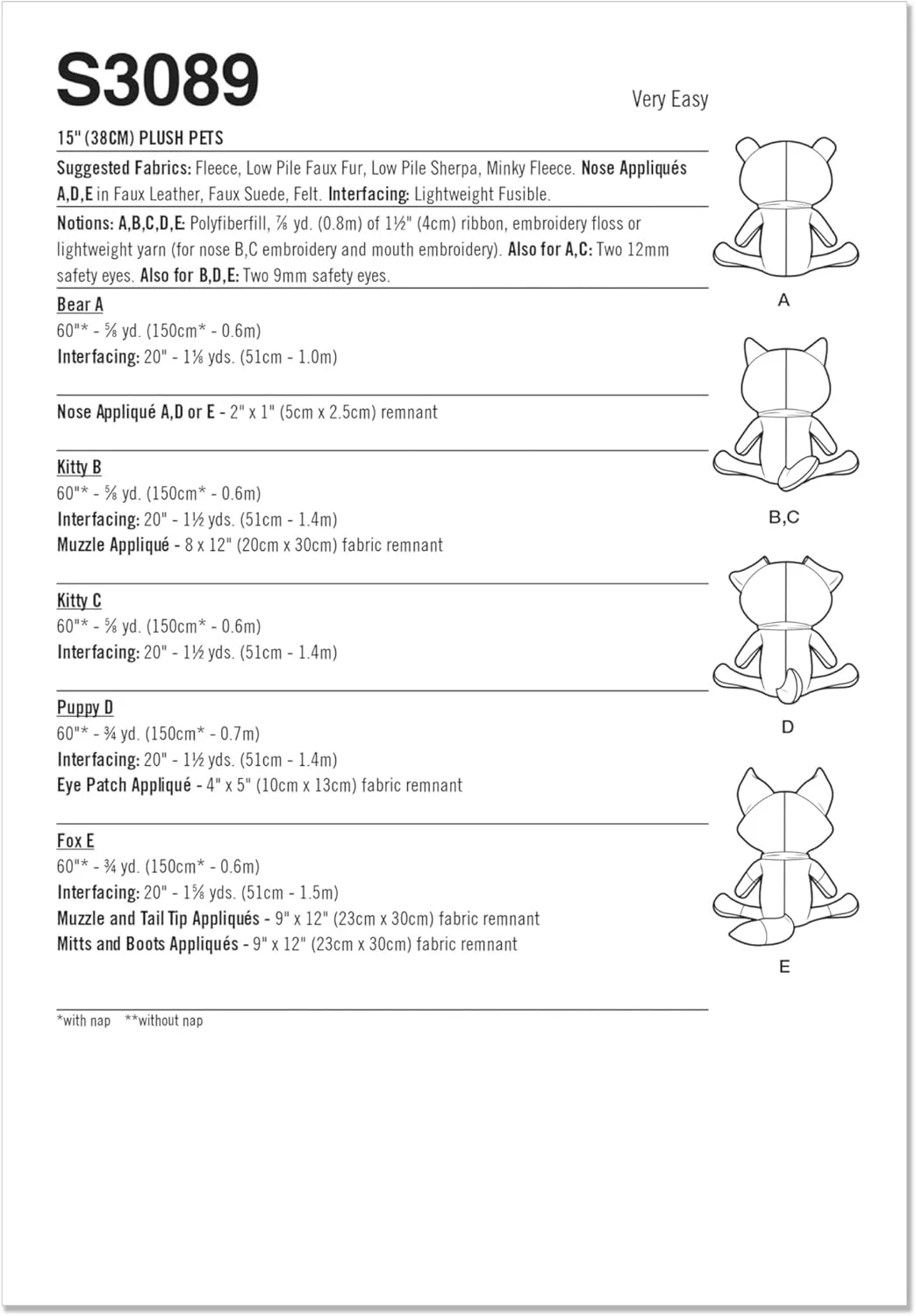 الگوی خیاطی SIMPLICITY SS3089OS حیوانات پولیشی توسط Elaine Heigl Designs OS (تک سایز)