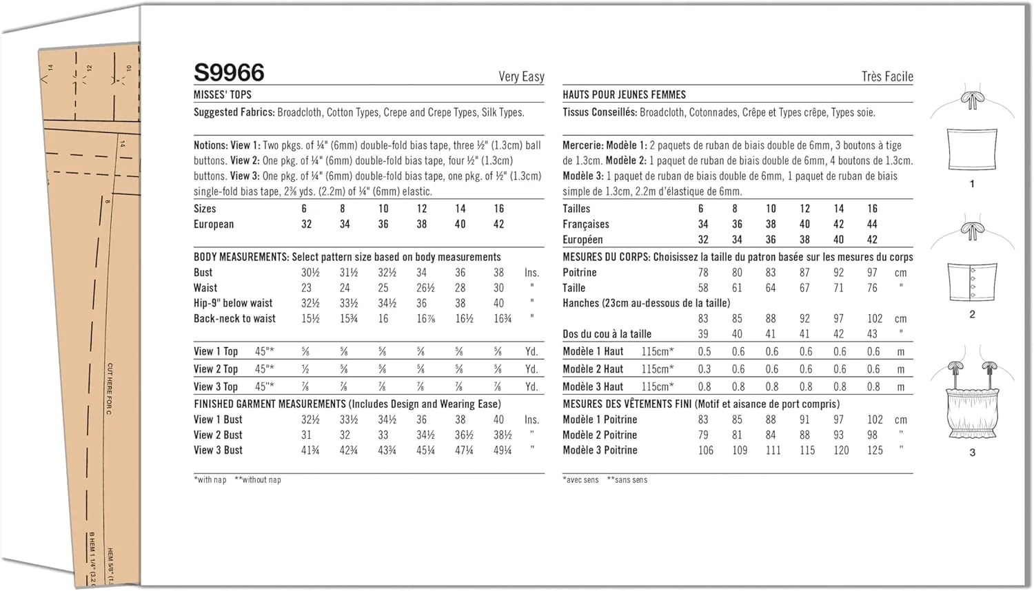 الگوی خیاطی SIMPLICITY مدل SS9966A تاپ زنانه A (سایز 6-8-10-12-14-16)