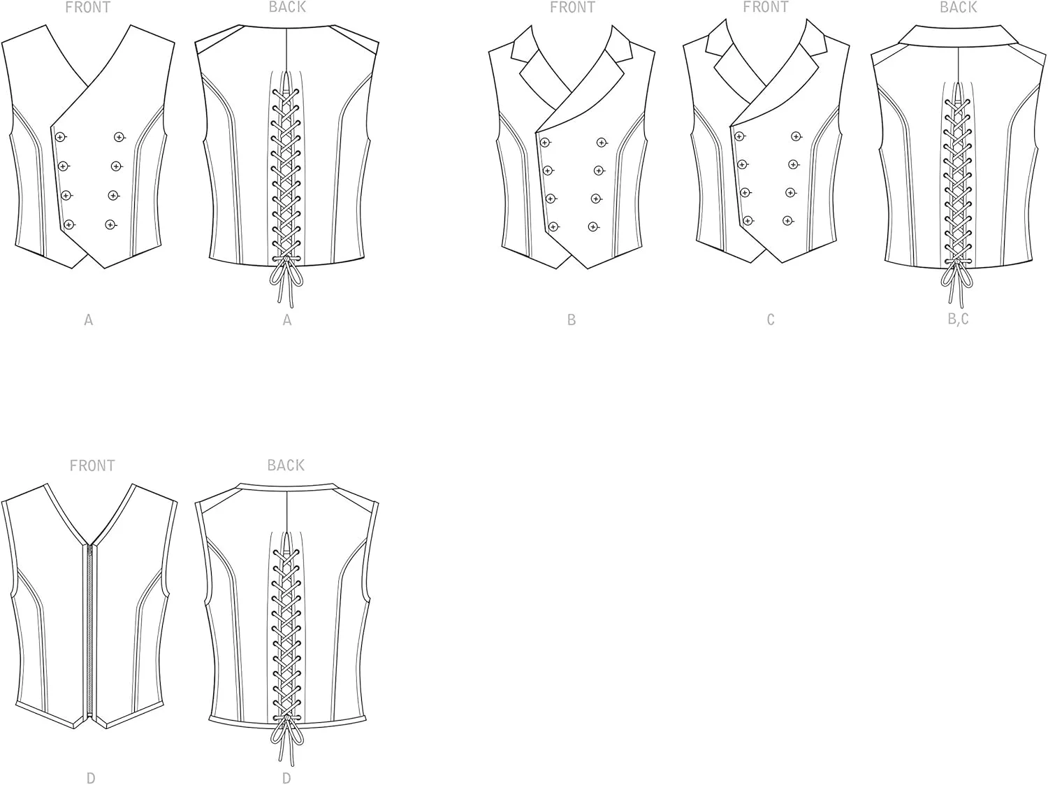 الگوی خیاطی سادگی S9087 جلیقه های کرست استیم پانک مردانه، سایز 46-48-50-52، BB