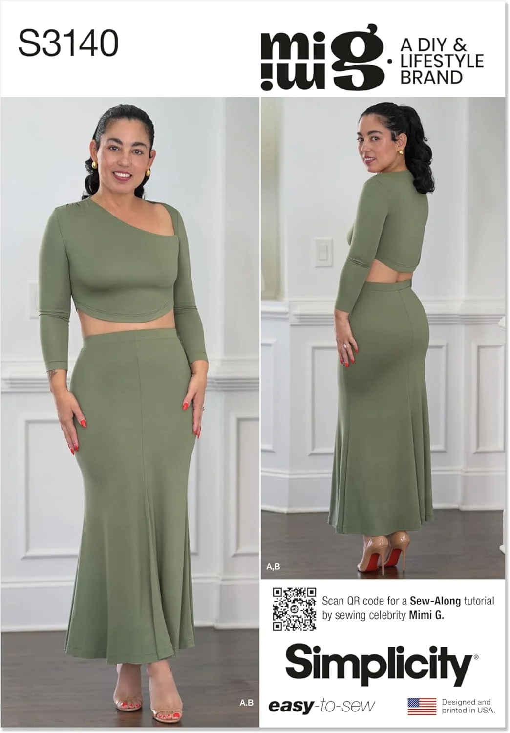 الگوی خیاطی سادگی SS3140K5 تاپ و دامن بافتنی زنانه اثر میمی جی استایل K5 (سایز 8-10-12-14-16)