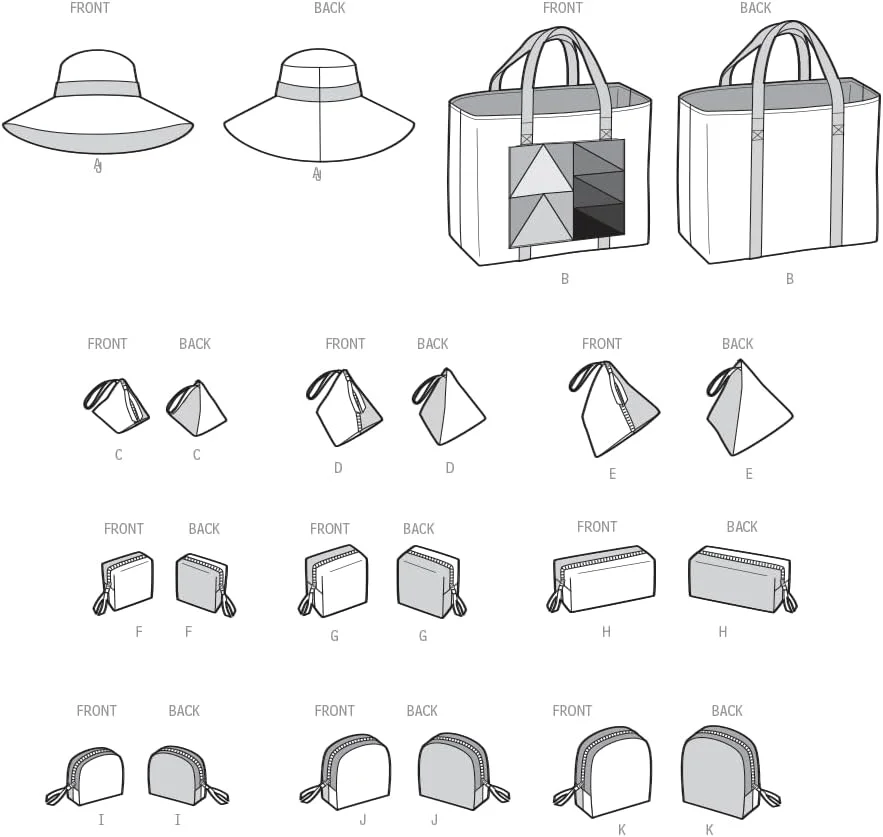 الگوی خیاطی SIMPLICITY مدل SS9937A برای کلاه، کیف دستی و کیف زیپ دار A ()