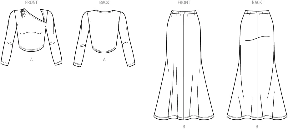 الگوی خیاطی سادگی SS3140K5 تاپ و دامن بافتنی زنانه اثر میمی جی استایل K5 (سایز 8-10-12-14-16)