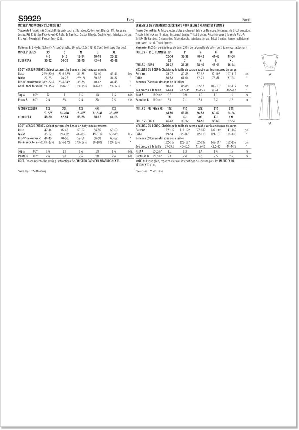 الگوی خیاطی SIMPLICITY مدل SS9929AA ست راحتی زنانه و دخترانه توسط Mimi G Style AA (XS-S-M-L-XL)