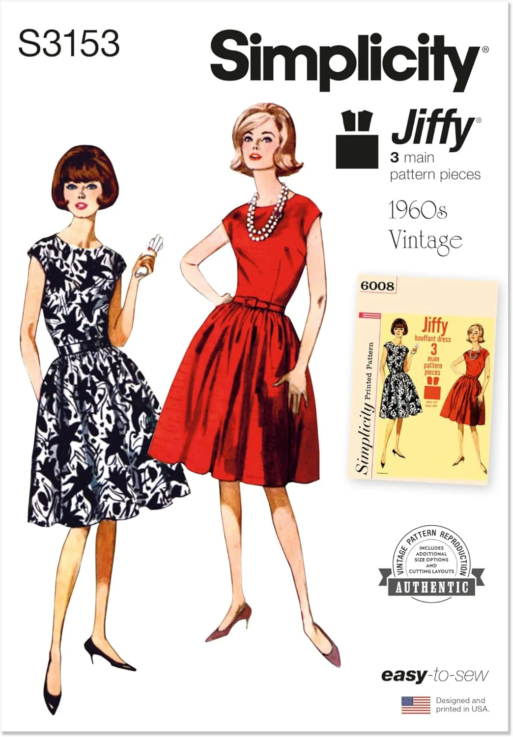 الگوی خیاطی سادگی مدل SS3153U5، لباس یک تکه فوری زنانه سایز U5 (16-18-20-22-24)