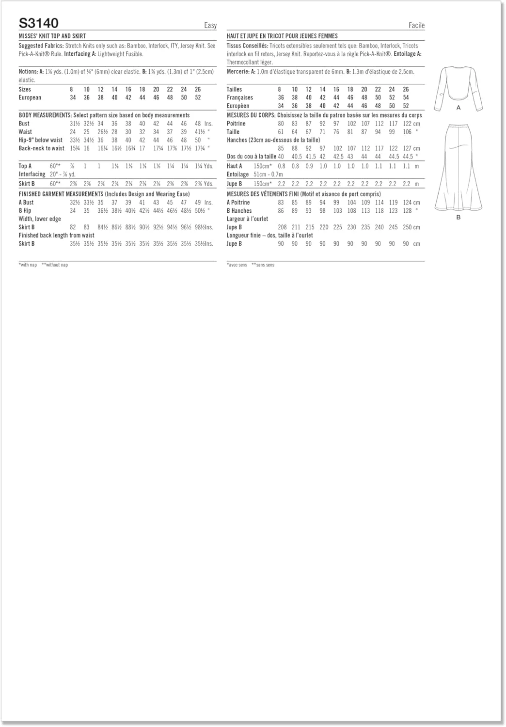 الگوی خیاطی سادگی SS3140K5 تاپ و دامن بافتنی زنانه اثر میمی جی استایل K5 (سایز 8-10-12-14-16)