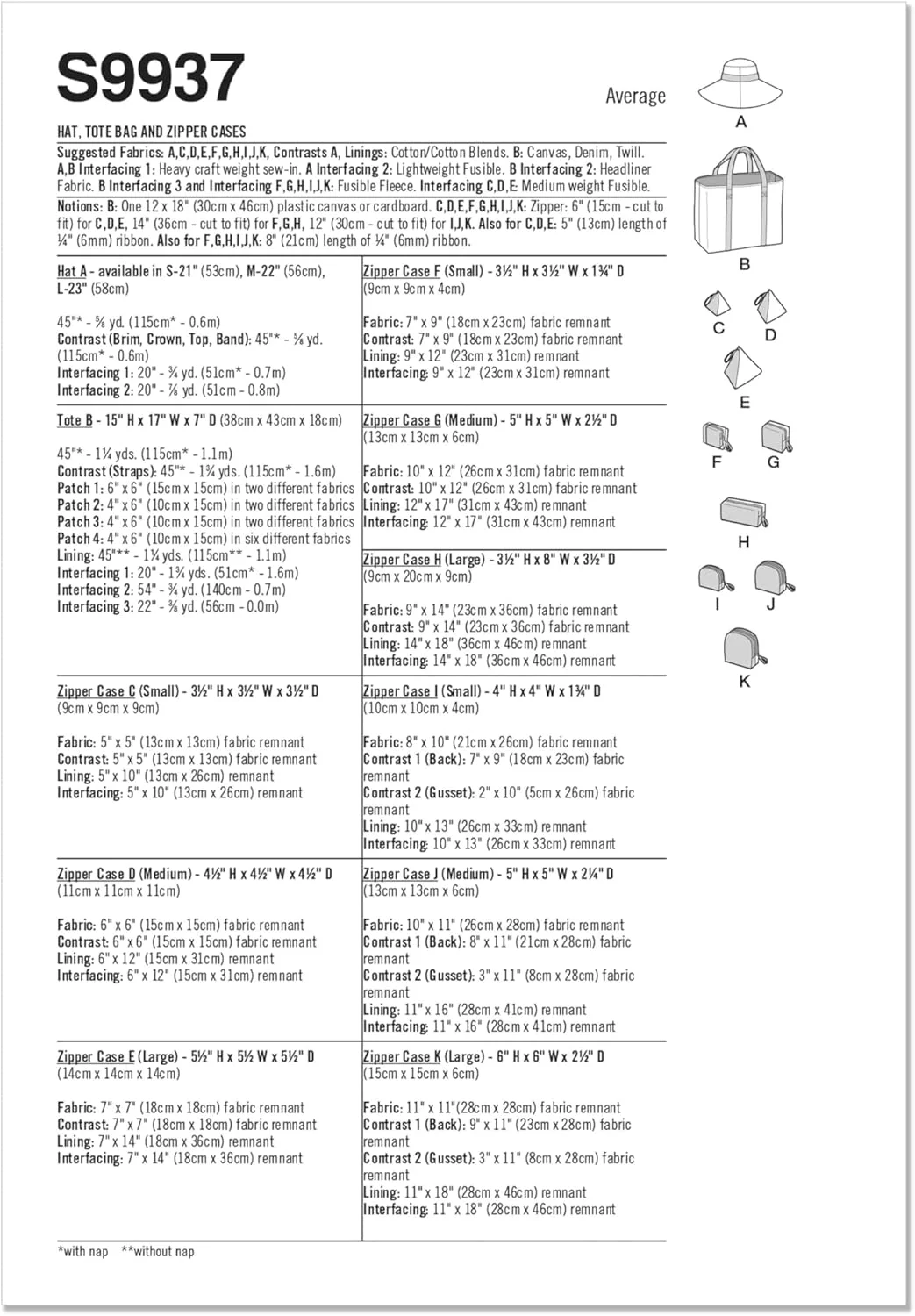 الگوی خیاطی SIMPLICITY مدل SS9937A برای کلاه، کیف دستی و کیف زیپ دار A ()