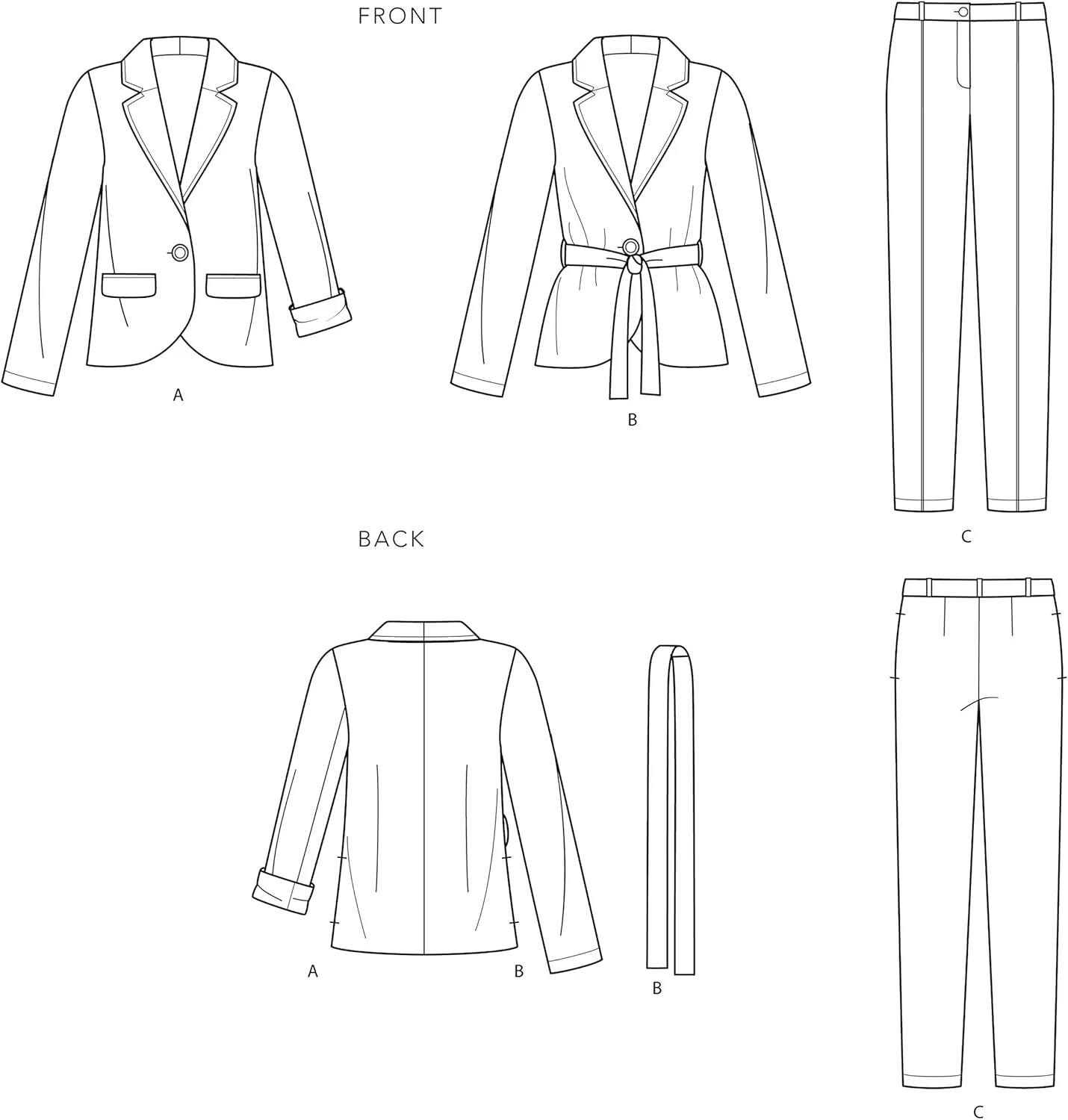 الگوی خیاطی سادگی S9055A برای کت و شلوار دخترانه، کاغذی، ، A (8-10-12-14-16)