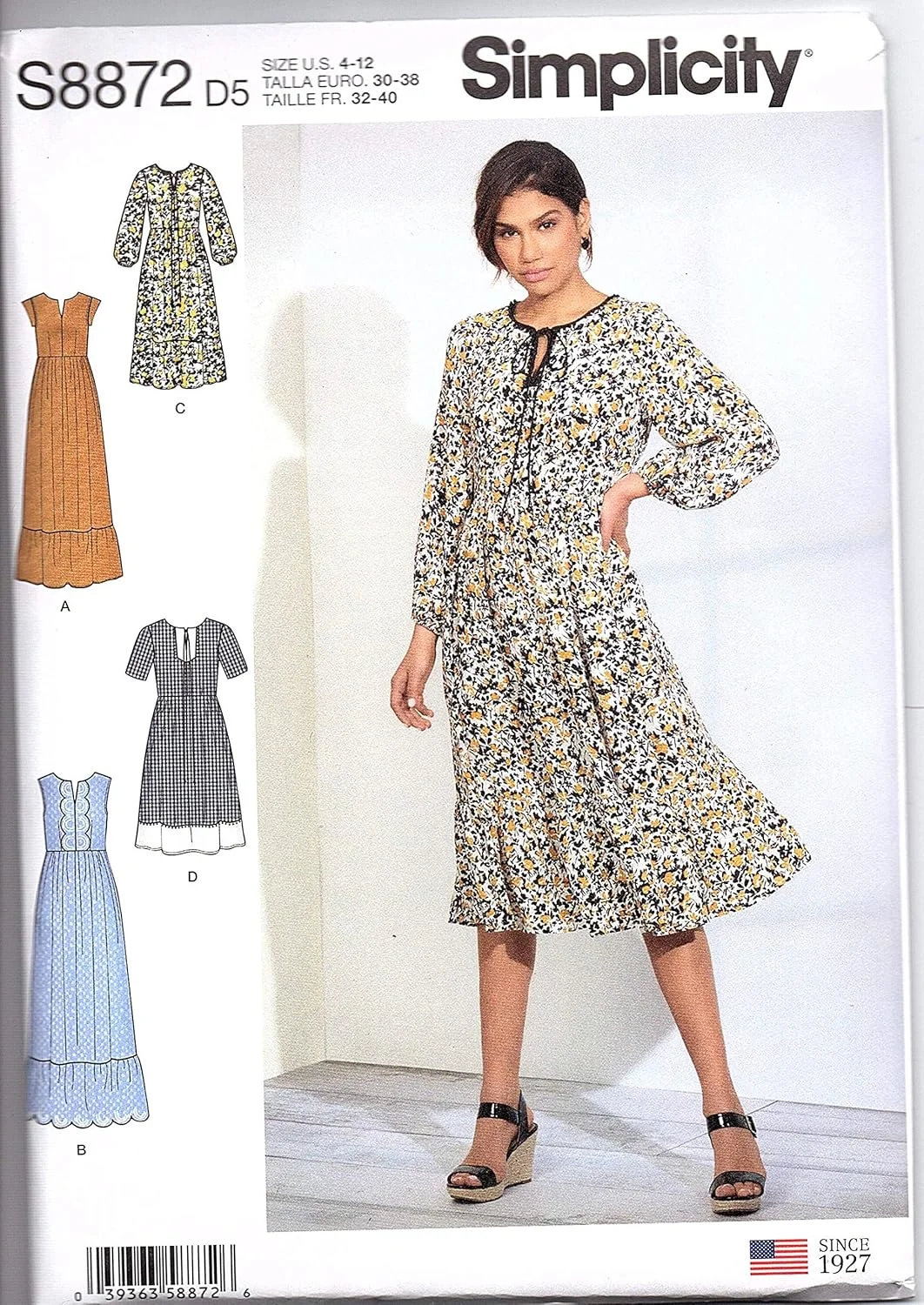 الگوی خیاطی سادگی S8872، لباس زنانه پولور، کاغذی، سفید، متنوع