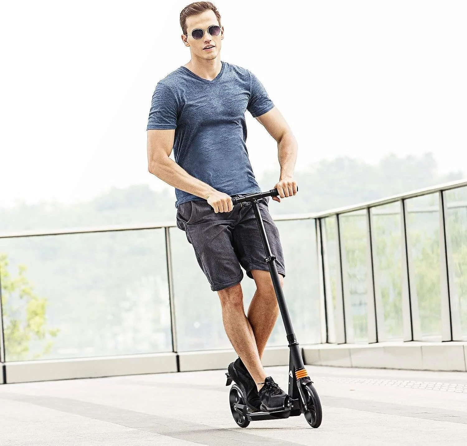اسکوتر بزرگسال COOLBABY با سیستم تعلیق دوگانه، اسکوتر شهری با قابلیت تنظیم ارتفاع | اسکوتر تاشو با چرخ های بزرگ برای نوجوانان و کودکان بالای 12 سال (ترمز دیسکی)، مشکی