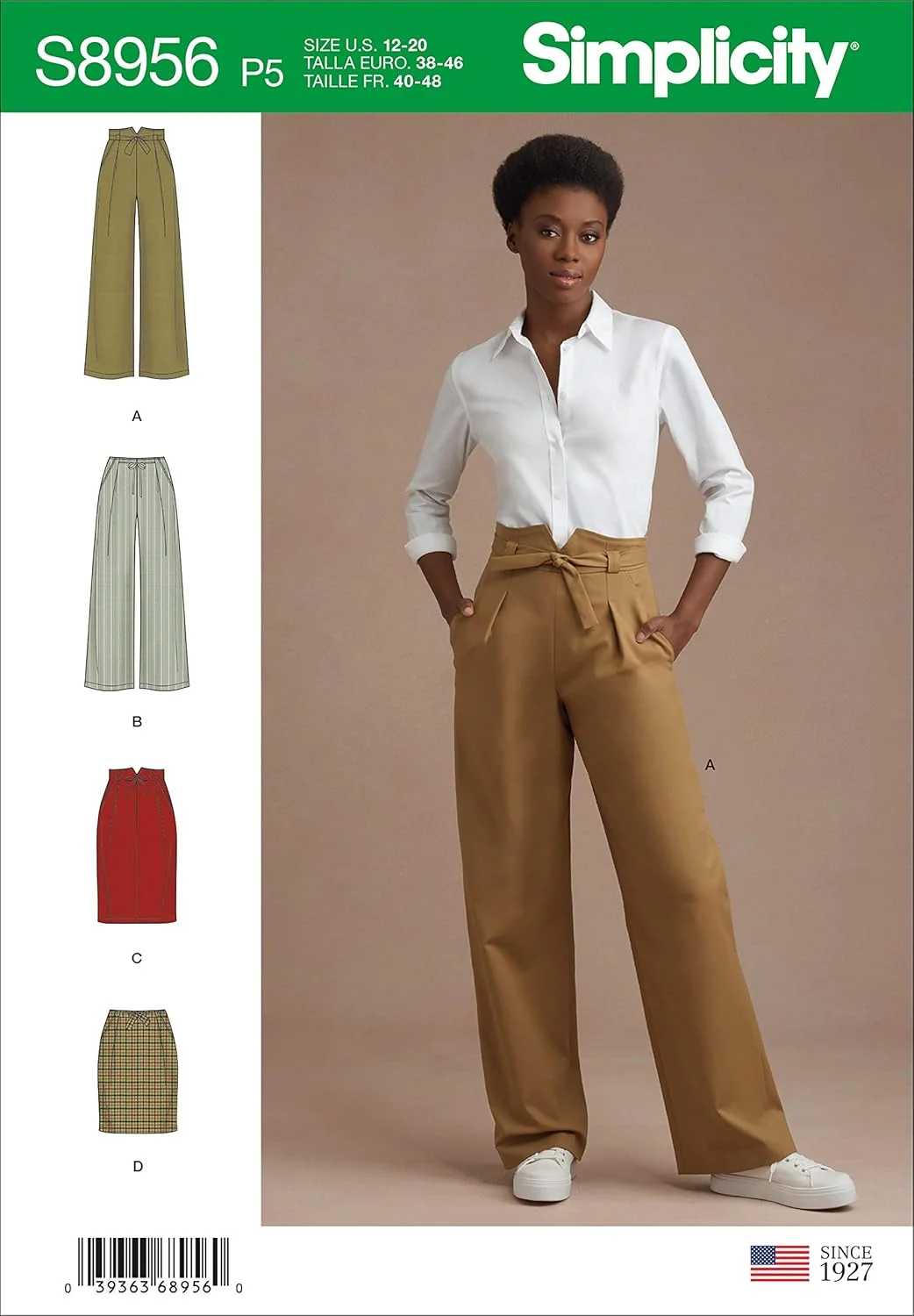 الگوی خیاطی سادگی S8956 برای شلوار و دامن زنانه، کاغذی، سفید، متنوع