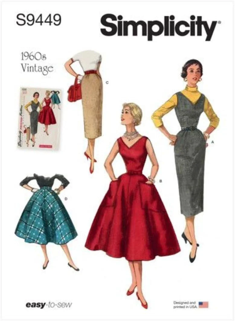 الگوی خیاطی سادگی S9449 لباس زنانه، سارافون و دامن الگوی خیاطی سادگی S9449 لباس زنانه، سارافون و دامن