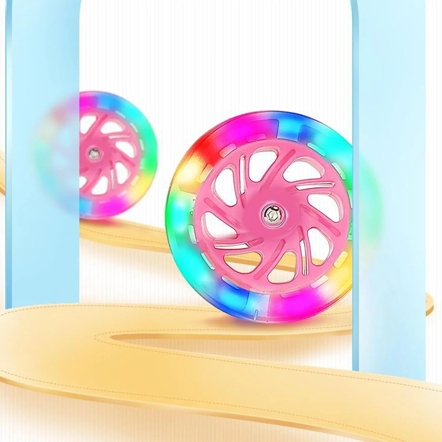 اسکوتر ضربه ای ALMEKAQUZ، اسکوتر فشاری تاشو و قابل حمل برای کودکان، 3 دسته قابل تنظیم ارتفاع، اسکوترهای ضربه ای کودکان با چرخ های روشن، عرشه با الگوی ضد لغزش، هدایای تولد برای دختران پسر (صورتی)