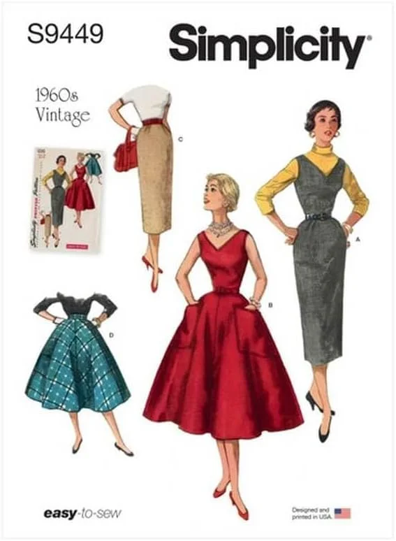 الگوی خیاطی سادگی S9449 لباس زنانه، سارافون و دامن الگوی خیاطی سادگی S9449 لباس زنانه، سارافون و دامن