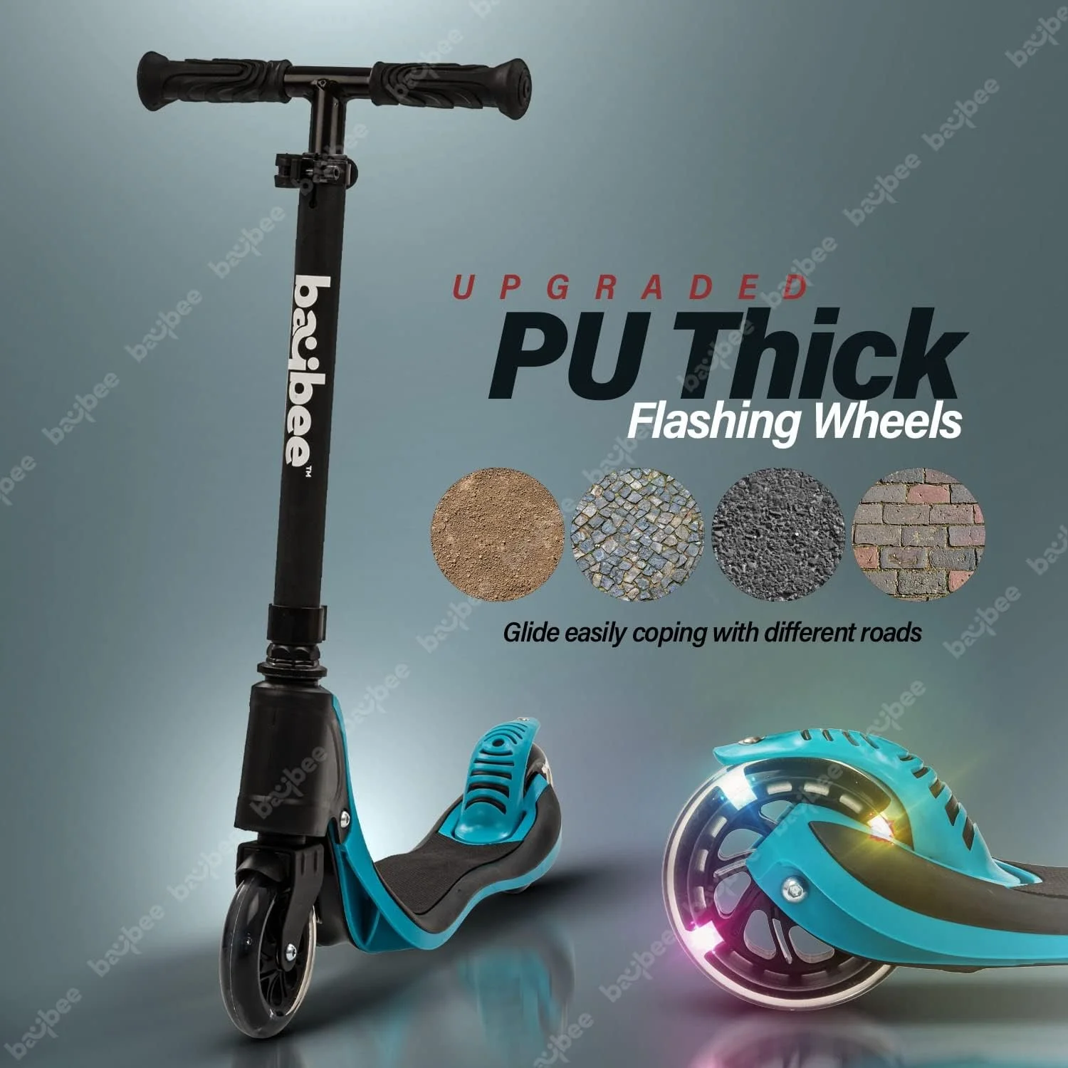 اسکوتر اسکیت Baybee Dracarys برای کودکان، اسکوتر 2 چرخ با دسته قابل تنظیم در سه ارتفاع، چرخ‌های PU LED چشمک‌زن و عرشه لاستیکی | اسکوتر ضربه‌ای کودکان برای پسران و دختران 3 تا 8 سال